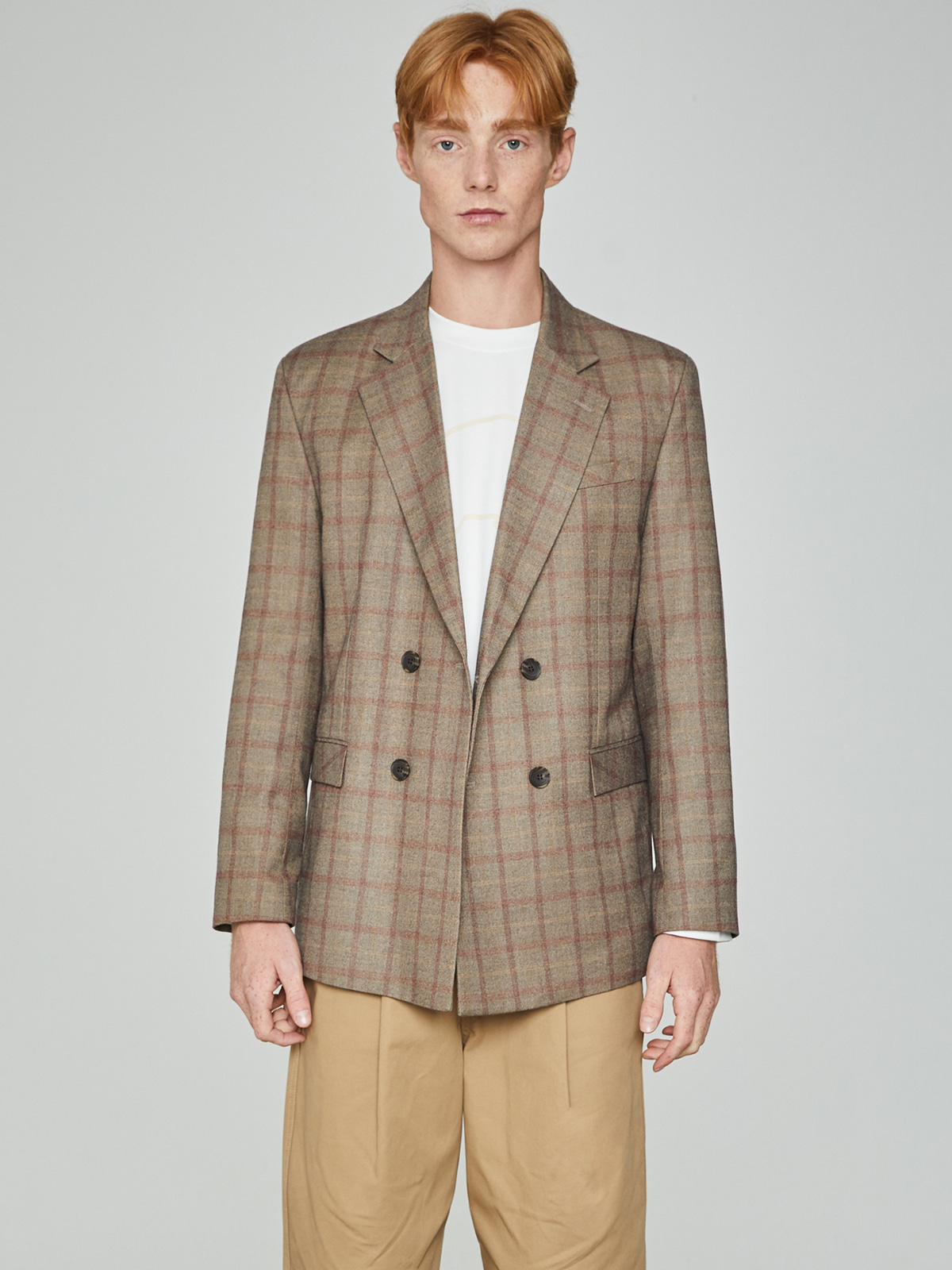 Lazy Check Double Jacket Beige