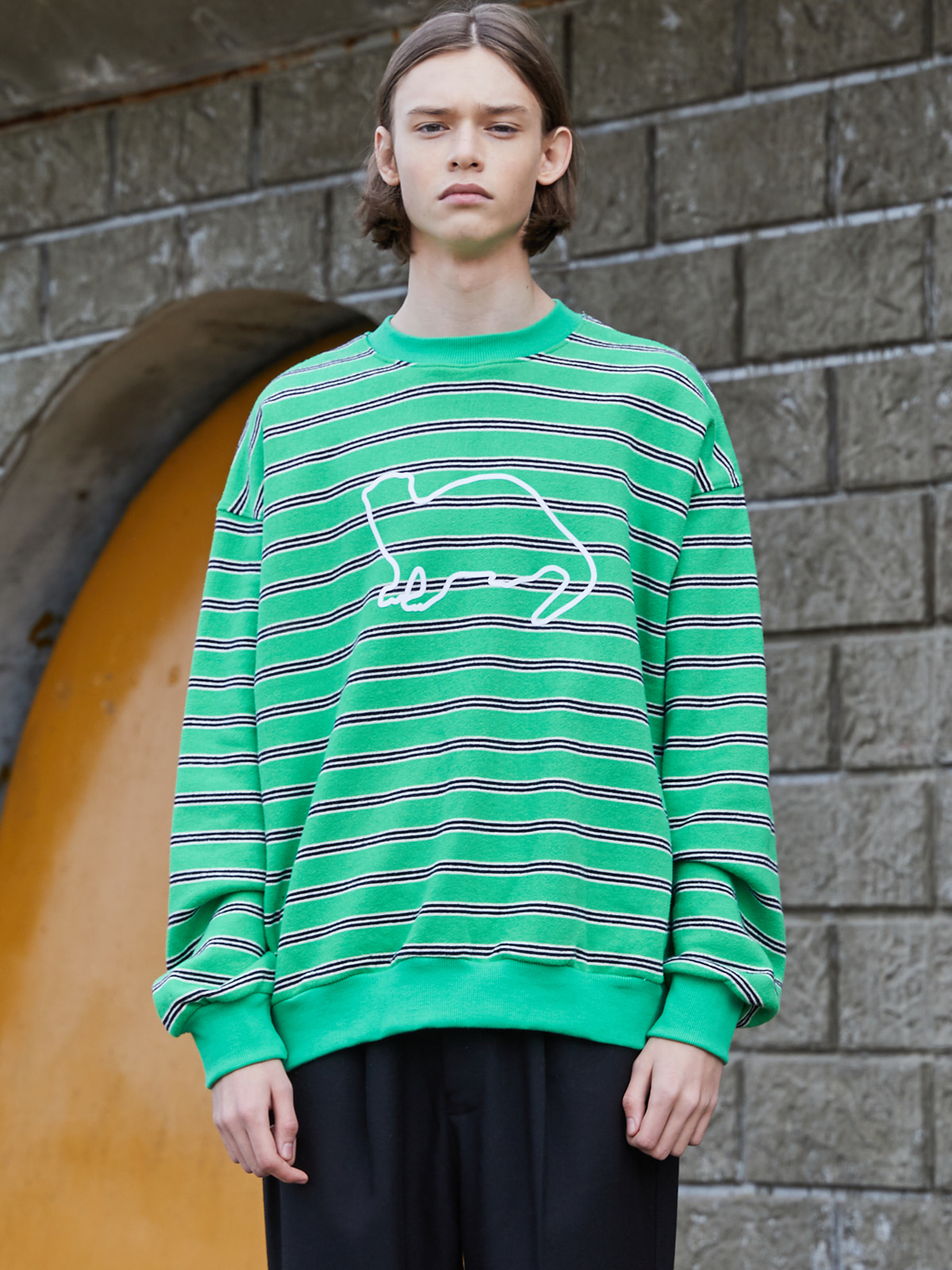 Stripe Knit Sweat shirts GREEN